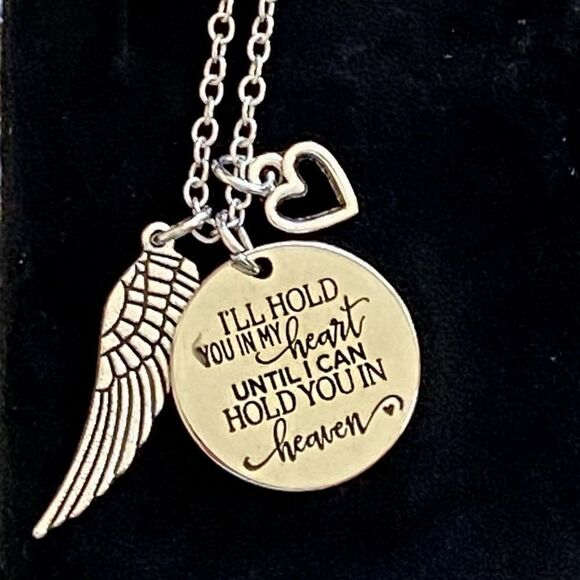 Angel Wing Heart Heaven Silver Plated Charm Pendant Necklace NWT - Picture 4 of 8